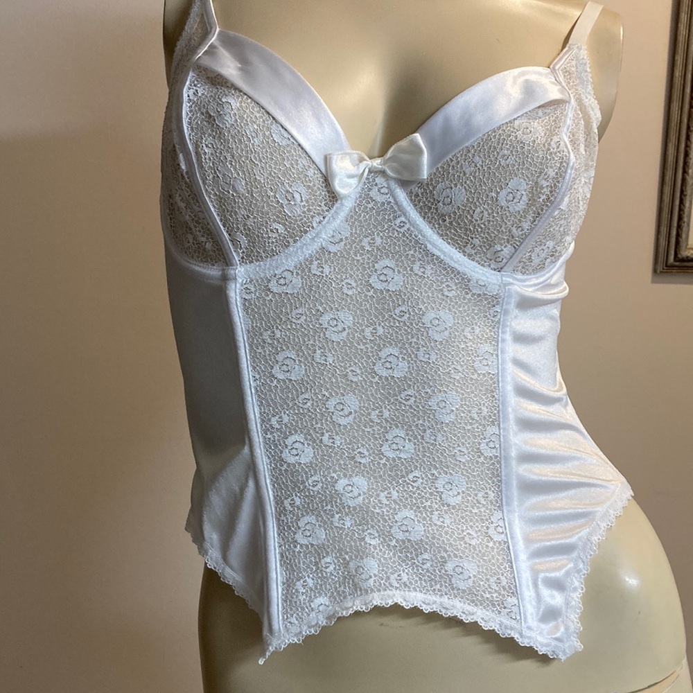AVANCE Creations White Lace Satin Bodysuit Corset - Women Intimates